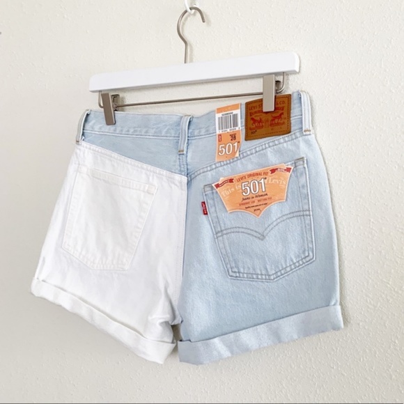 Levi's Two Tone Colorblock Denim Shorts - Picture 5 of 8